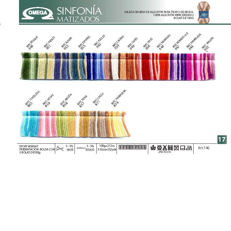 Omega Sinfonia Cotton Yarn Color Card(Omega Sinfonia Cotton Yarn Color Card) 2 Omega Sinfonia Cotton Yarn Color Card(Omega Sinfonia Cotton Yarn Color Card) - Image 2