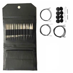 LYKKE 5" Interchangeable Knitting Needle Set - Black Faux Leather -Woolery Shop LYK 24318b 53977.1552777219