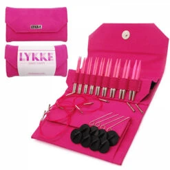LYKKE Blush 3.5" Interchangeable Knitting Needle Set - Fuchsia Denim(Lykke Blush 3 5 Interchangeable Knitting Needle Set Fuchsia Denim)