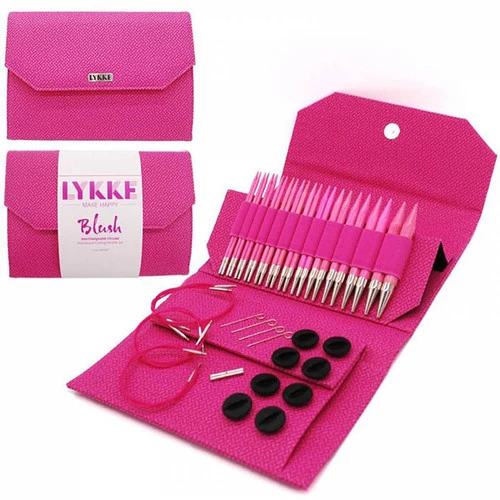 LYKKE Blush 5" Interchangeable Knitting Needle Set - Magenta Basketweave 1 LYKKE Blush 5" Interchangeable Knitting Needle Set - Magenta Basketweave