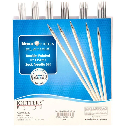Nova Cubics Platina Double Pointed 6" Sock Needle Set 1 Nova Cubics Platina Double Pointed 6" Sock Needle Set